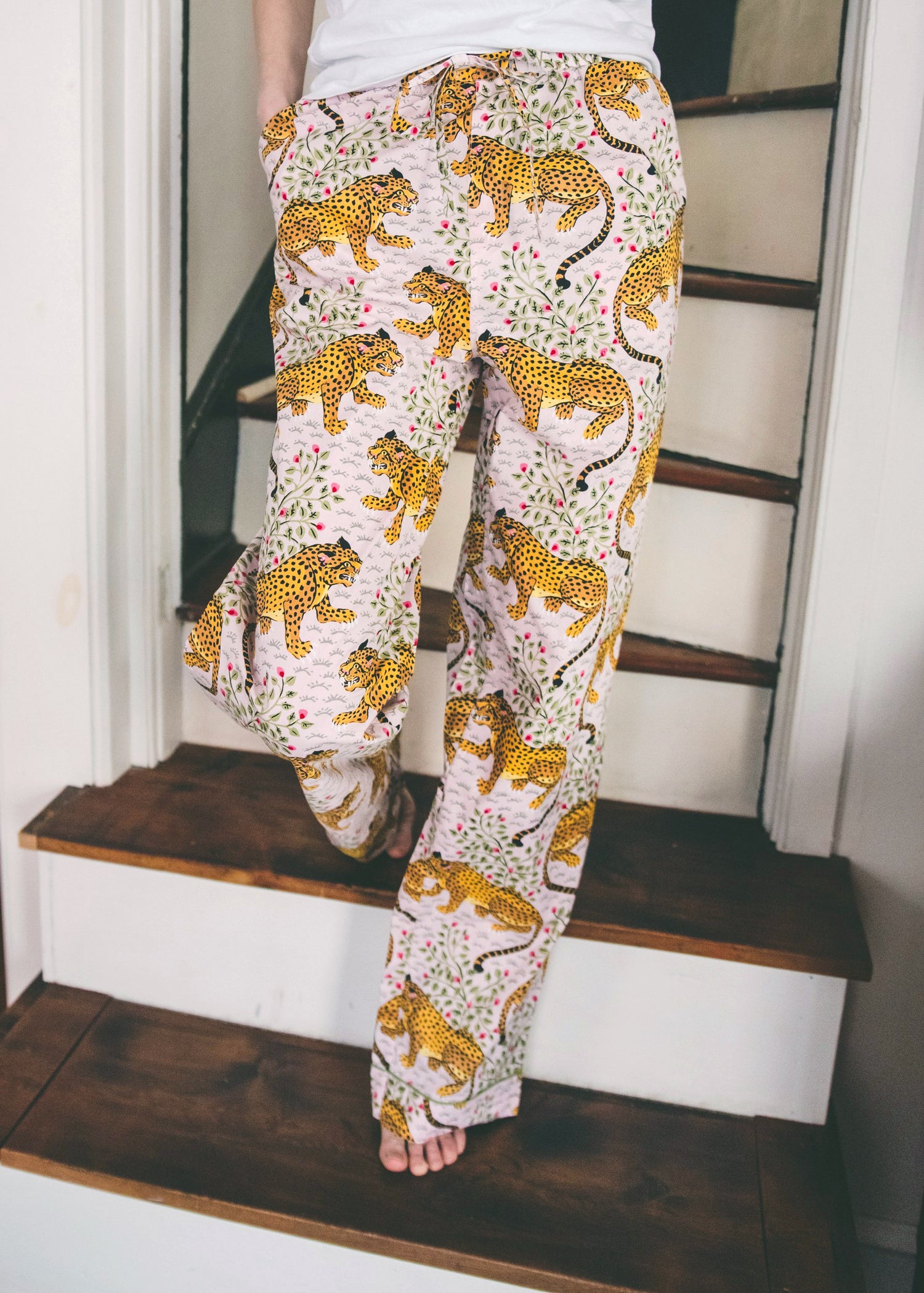 Lounging Leopard - Tall Pajama Pants - Latte