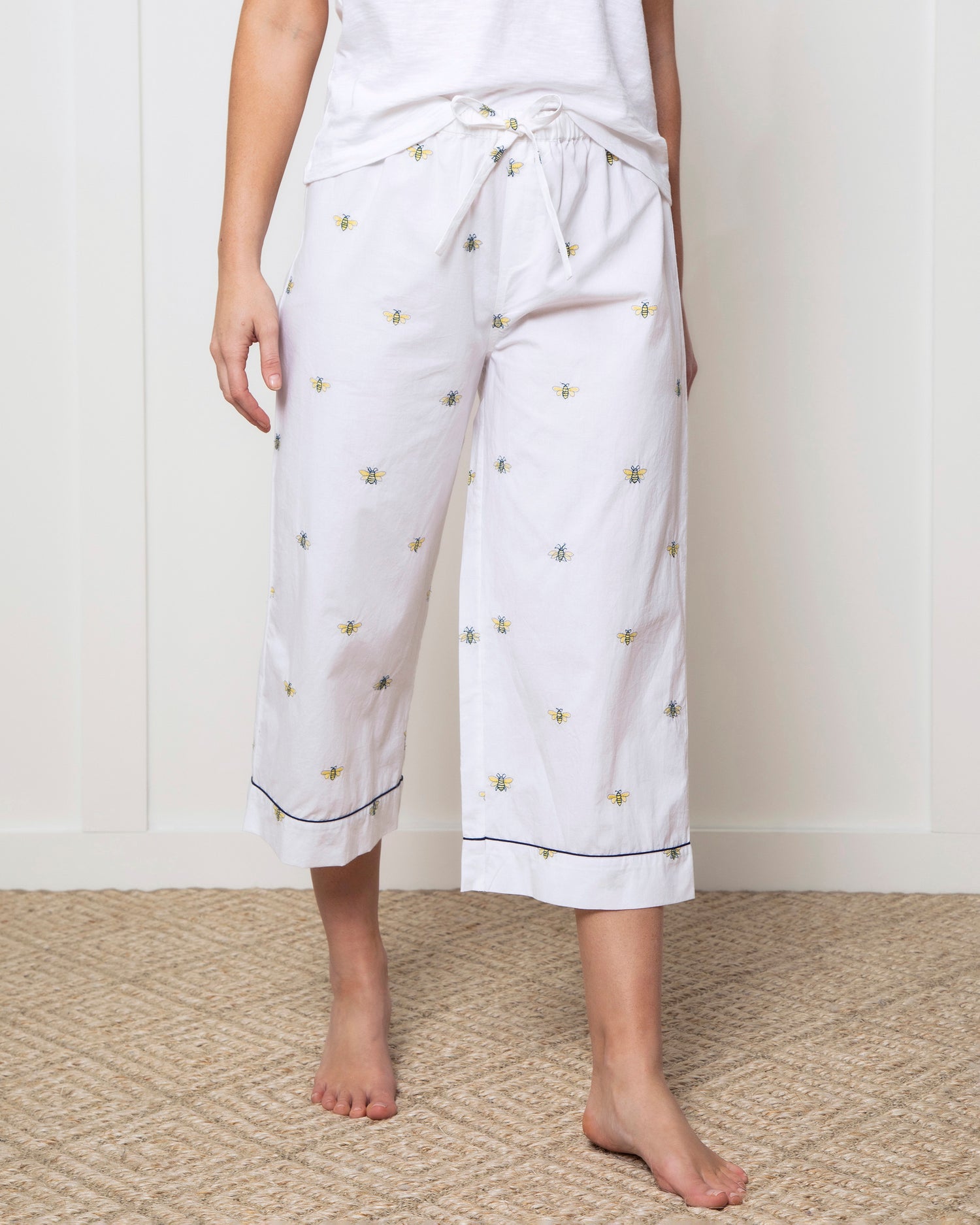 Beekeeper - Cropped Pajama Pants - Cloud - Printfresh