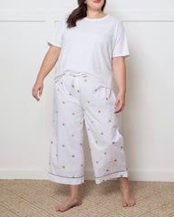 Beekeeper - Cropped Pajama Pants - Cloud - Printfresh