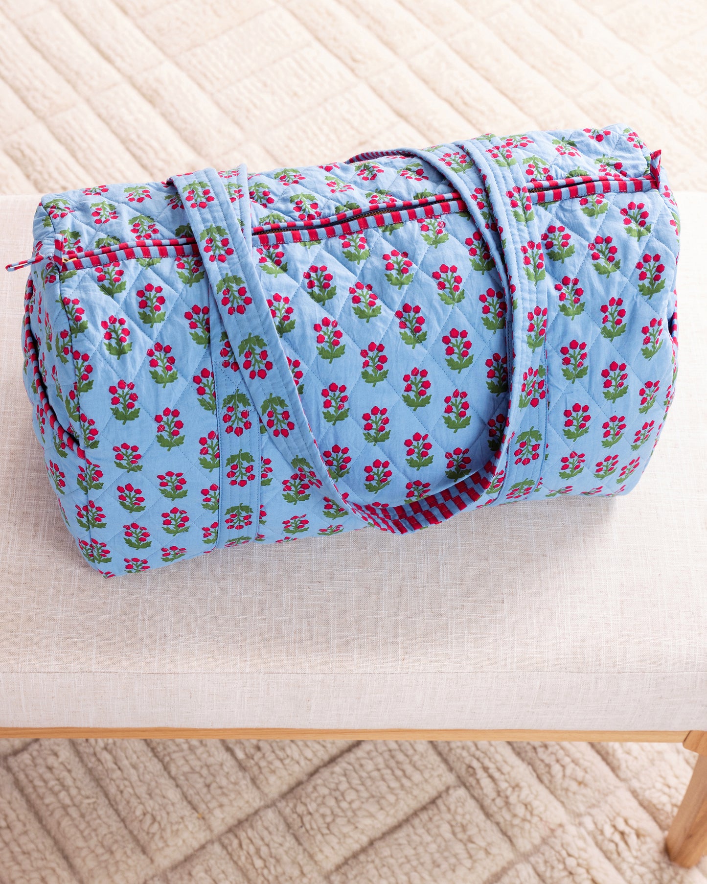 In Bloom - Quilted Duffle Bag - Denim - Printfresh