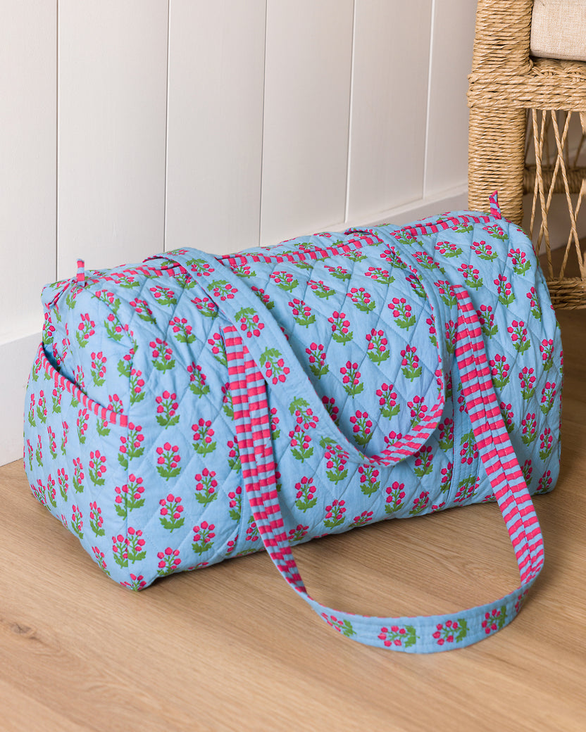 In Bloom - Quilted Duffle Bag - Denim - Printfresh