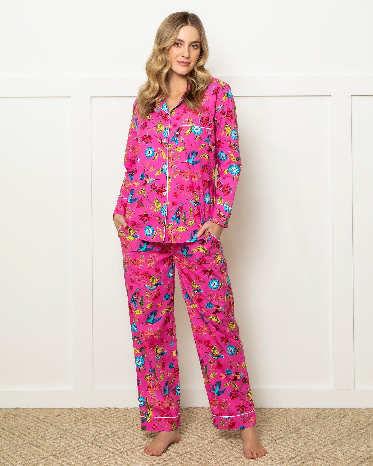 Hummingbird Haven - Tall Long Sleep Set - Fresh Raspberry - Printfresh