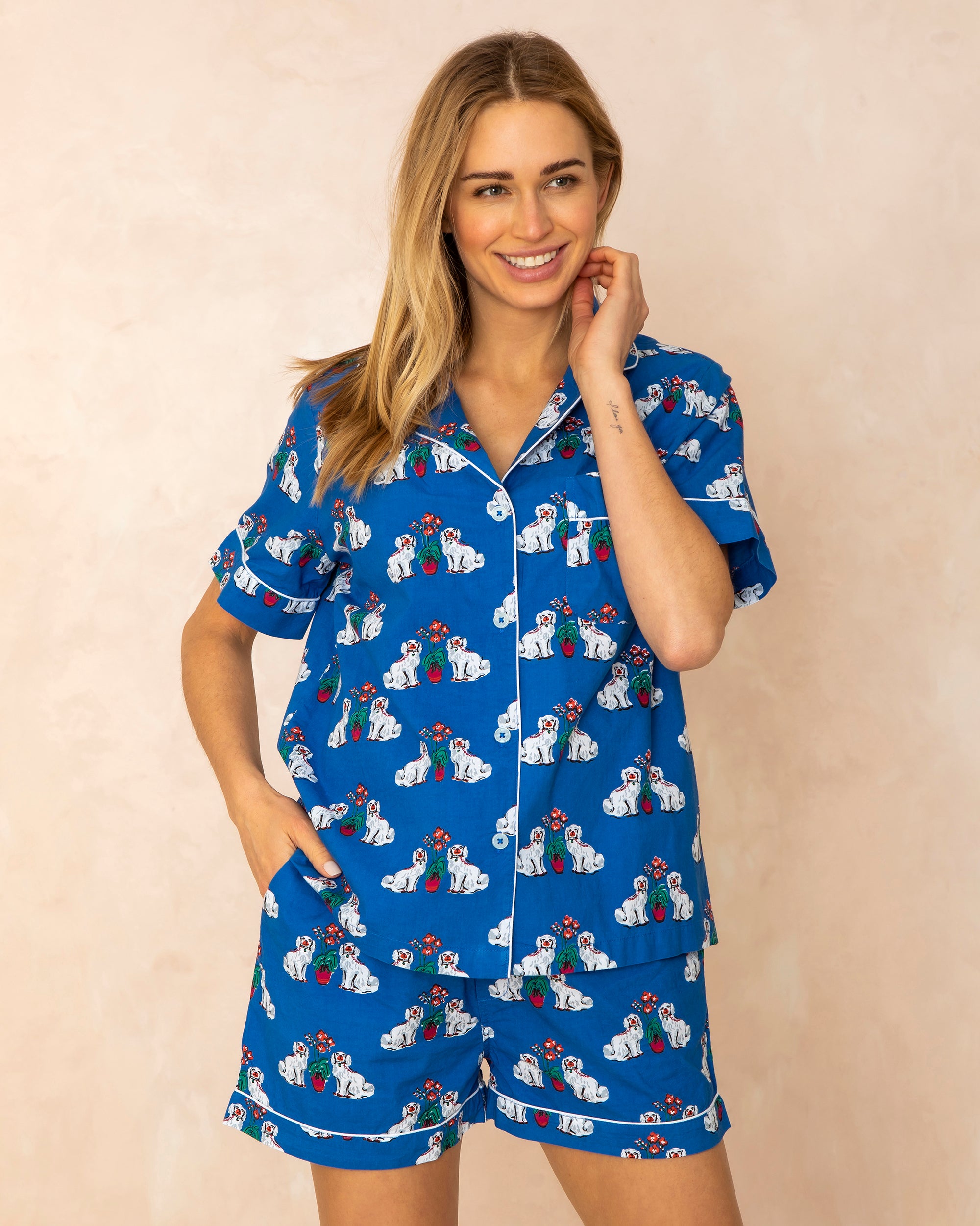 New Women's Lucky Brand 3 Piece Pajama Set Sleepwear Pink Blue L XL XXL 2X  3X