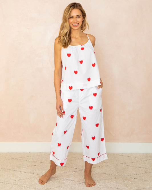 Queen of Hearts - Cami Cropped Pants Set - Ruby Cloud - Printfresh