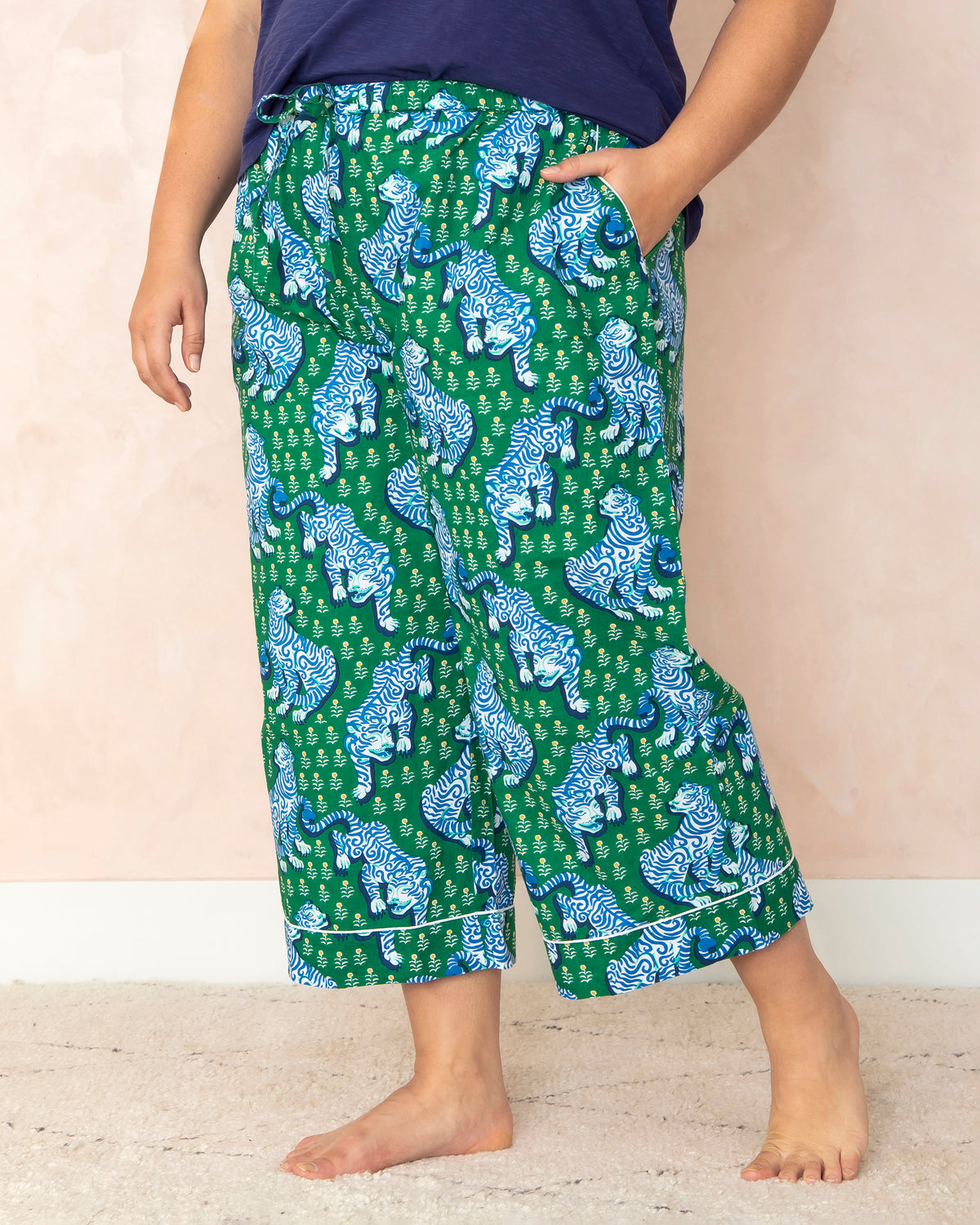 Tiger Queen Cropped PJ Pants Jade