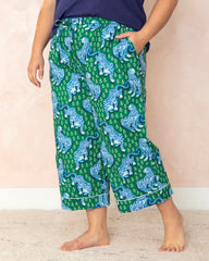 Tiger Queen - Cropped Pajama Pants - Jade - Printfresh