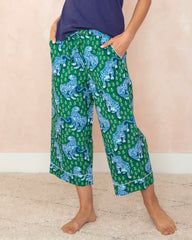 Tiger Queen - Cropped Pajama Pants - Jade - Printfresh