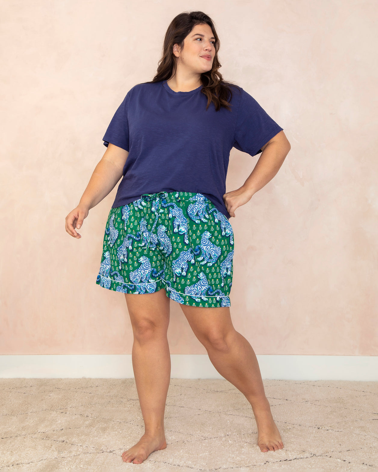 Tiger Queen - Pajama Shorts - Jade - Printfresh