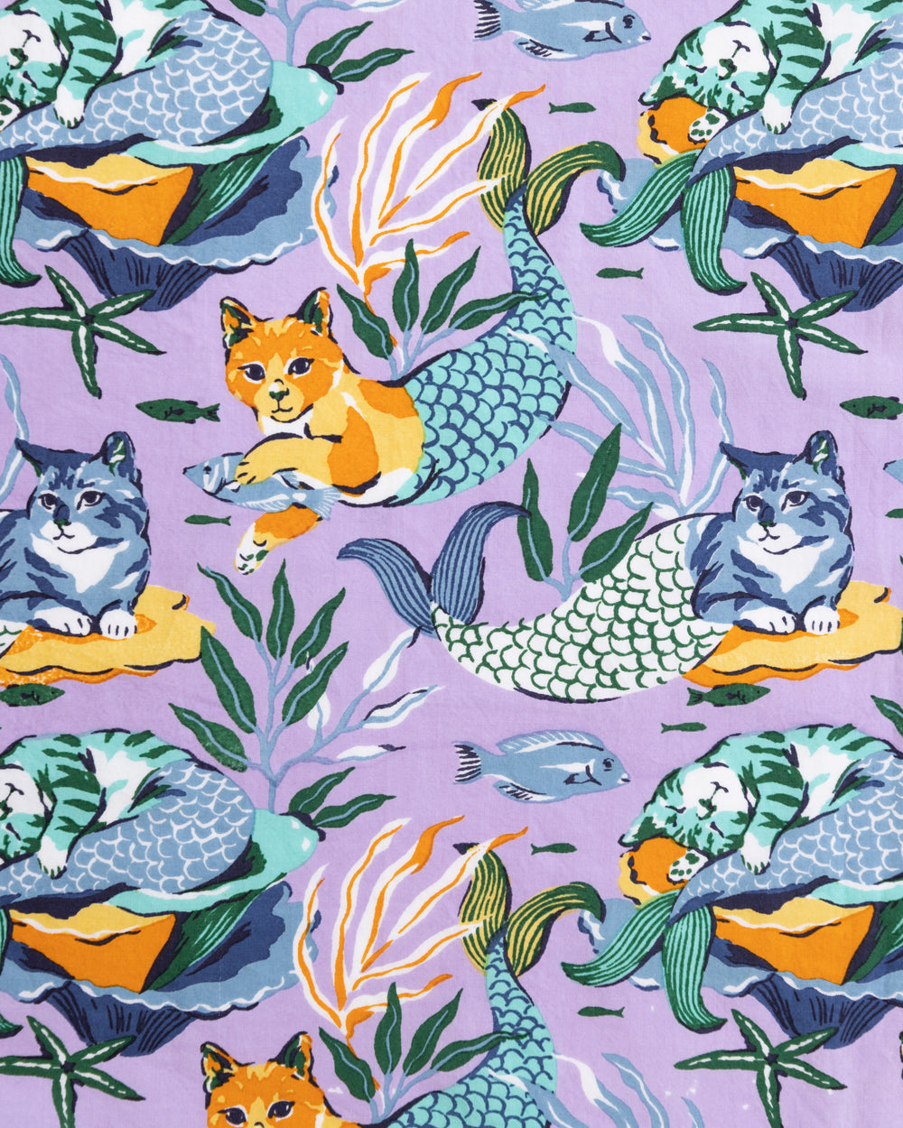 Meowing Mermaids - Getting Ready Robe - Lavender - Printfresh