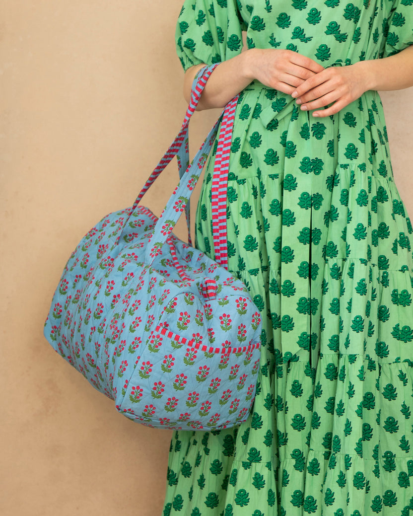 In Bloom - Quilted Duffle Bag - Denim - Printfresh