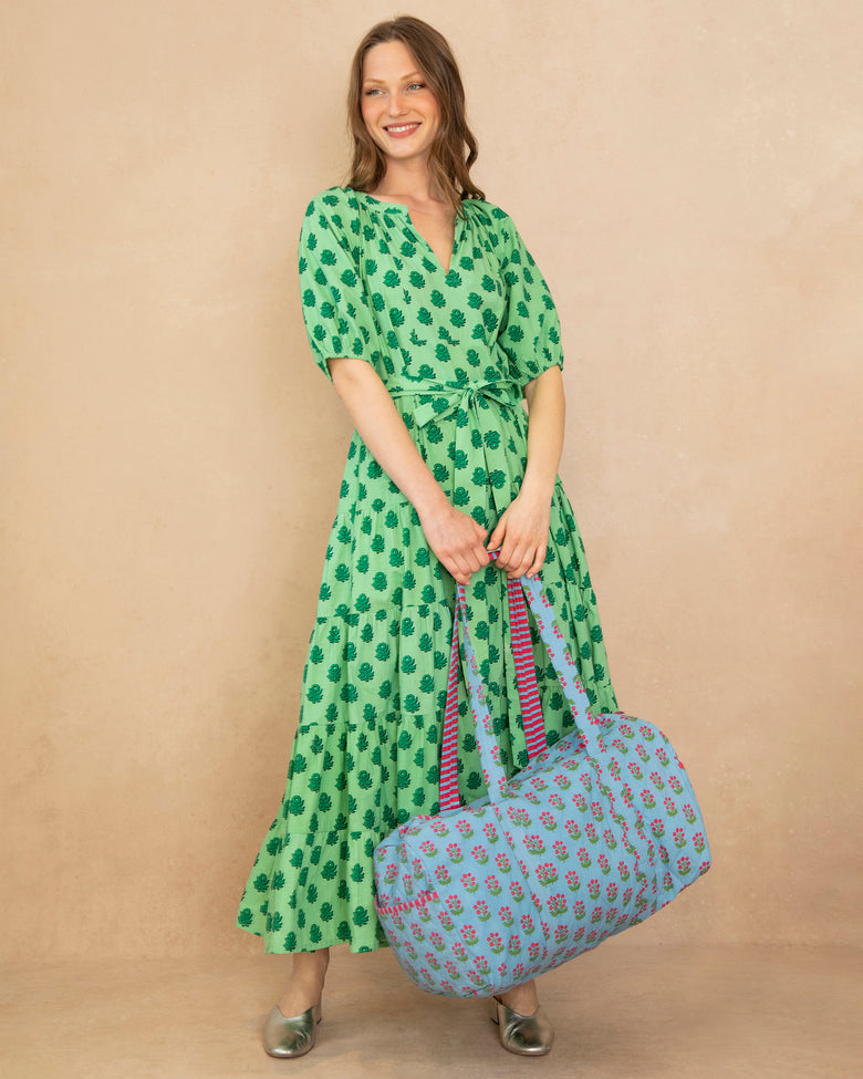 In Bloom - Quilted Duffle Bag - Denim - Printfresh