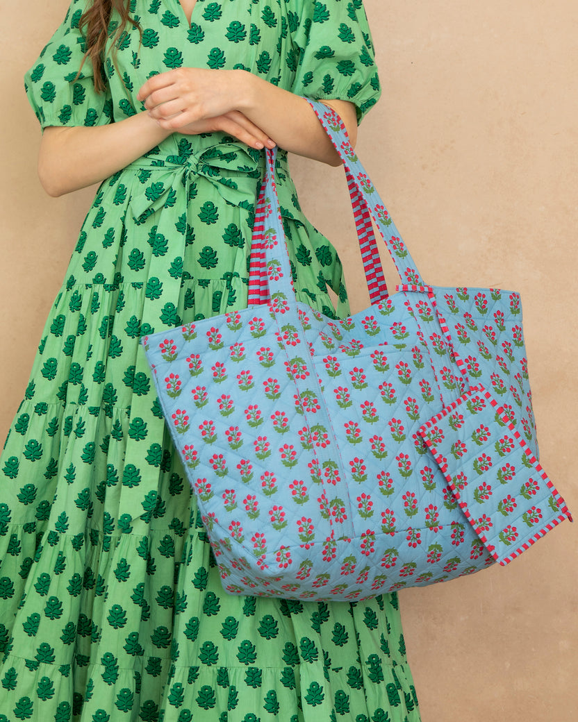 In Bloom - Weekend Bag with Pouch - Denim - Printfresh