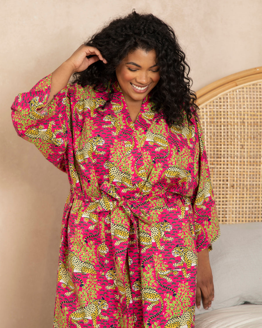 Bagheera - Robe & Cami Nightgown Set - Hot Pink - Printfresh