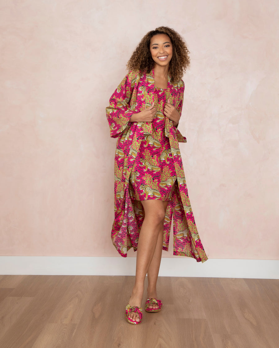 Bagheera - Robe & Cami Nightgown Set - Hot Pink - Printfresh