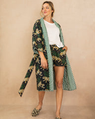 Bagheera - Reversible Quilted Robe - Ink - Printfresh