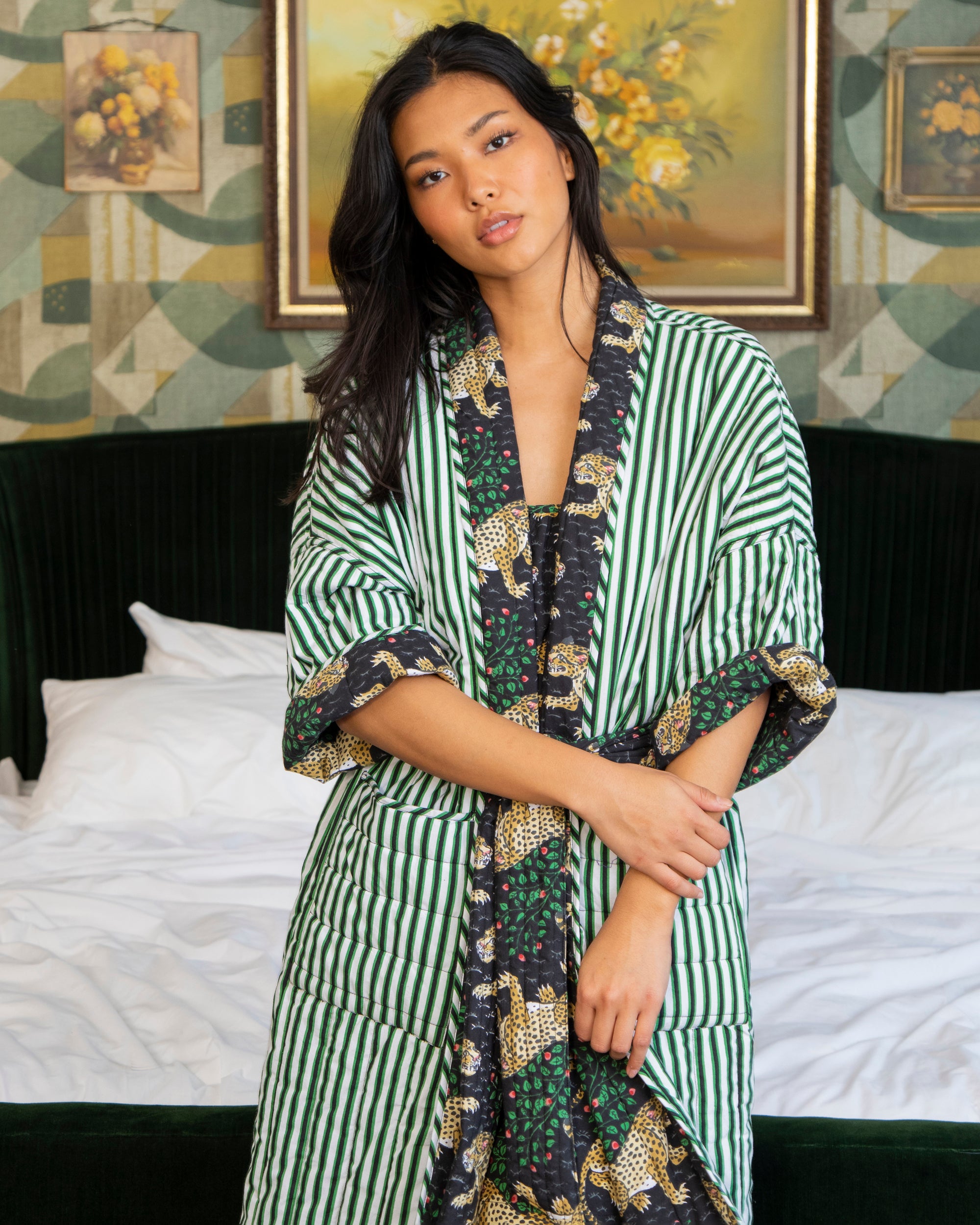 Robe Ink Bagheera - Reversible Quilted Robe - Ink