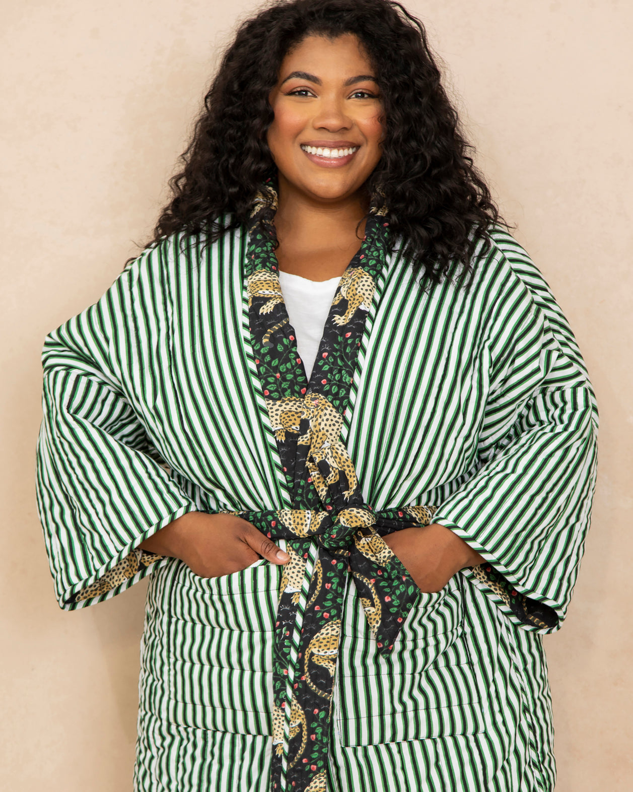 Bagheera - Reversible Quilted Robe - Ink - Printfresh