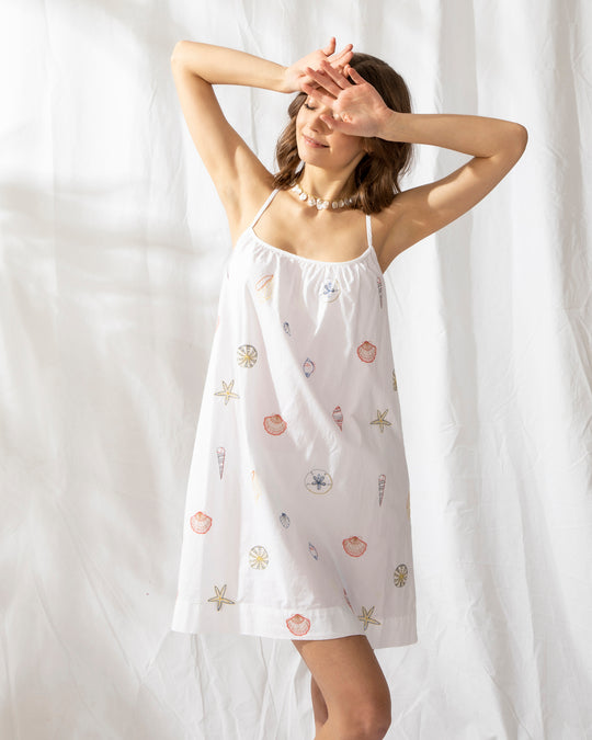 Embroidered Shells - Cami Nightgown - Sand - Printfresh