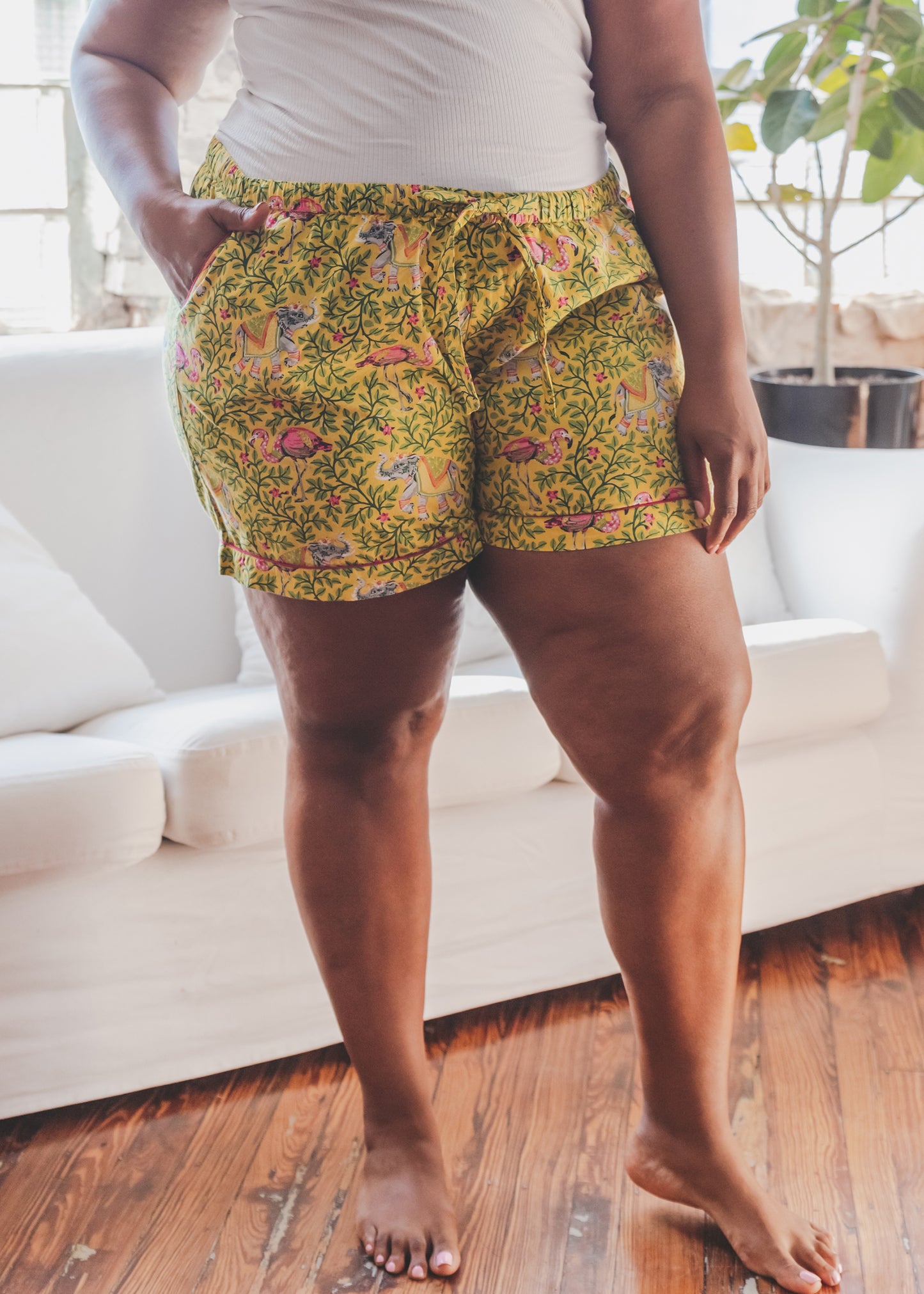 Flamenco - Pajama Shorts - Dandelion - Printfresh