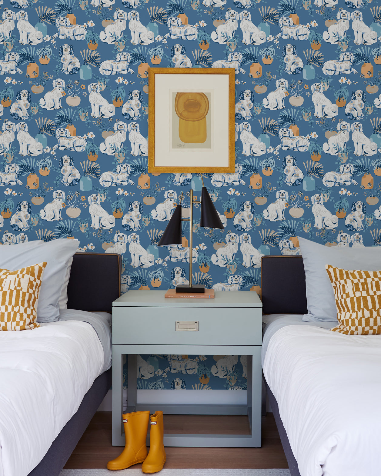 Good Dog - Peel & Stick Wallpaper - Cerulean - Printfresh