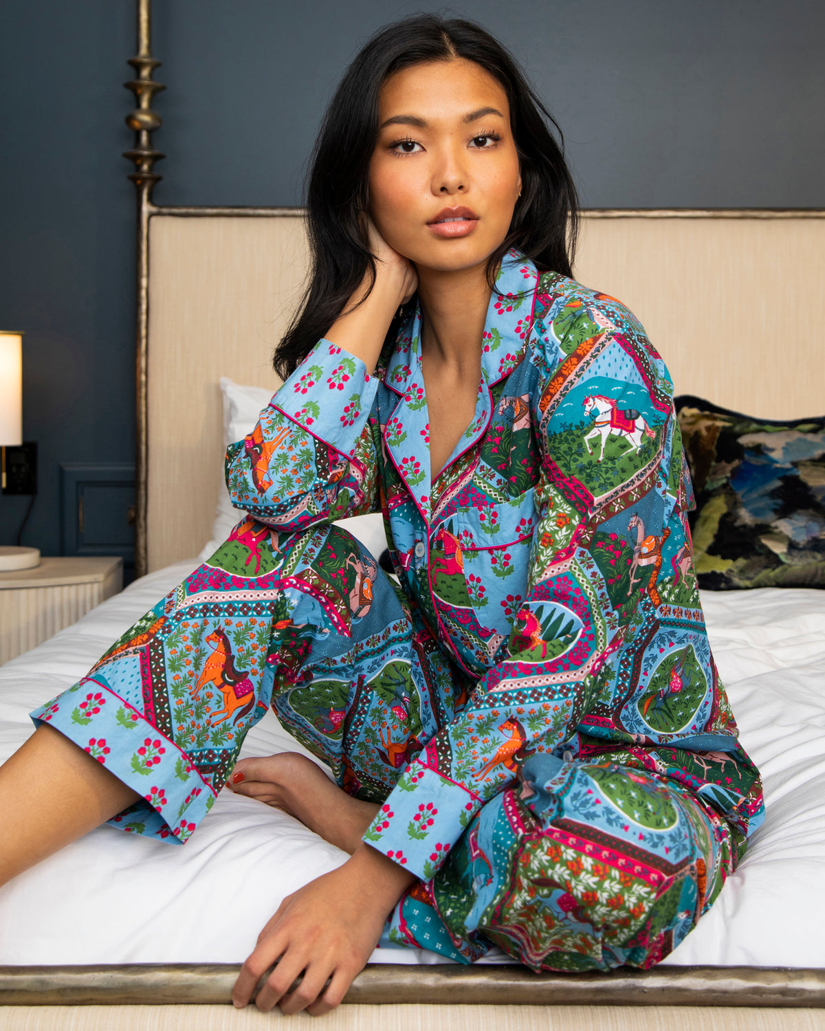 High Horse Long PJ Set Blush Denim