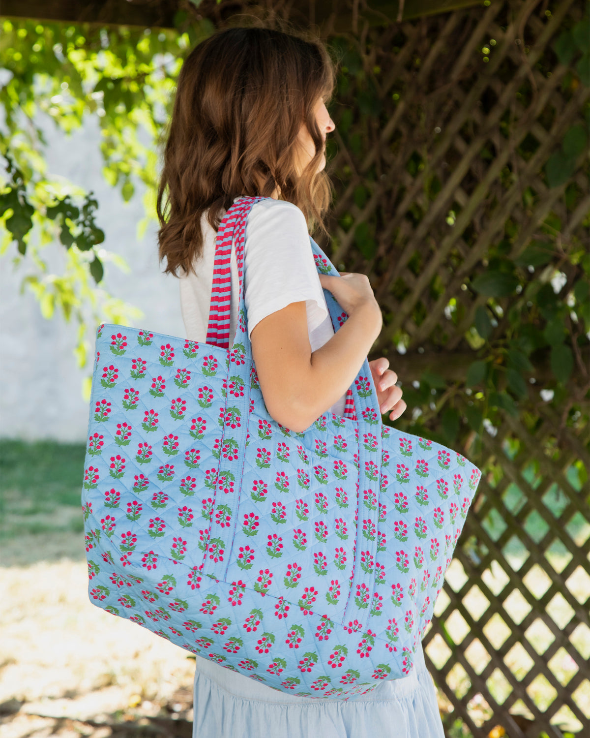 In Bloom - Weekend Bag with Pouch - Denim - Printfresh