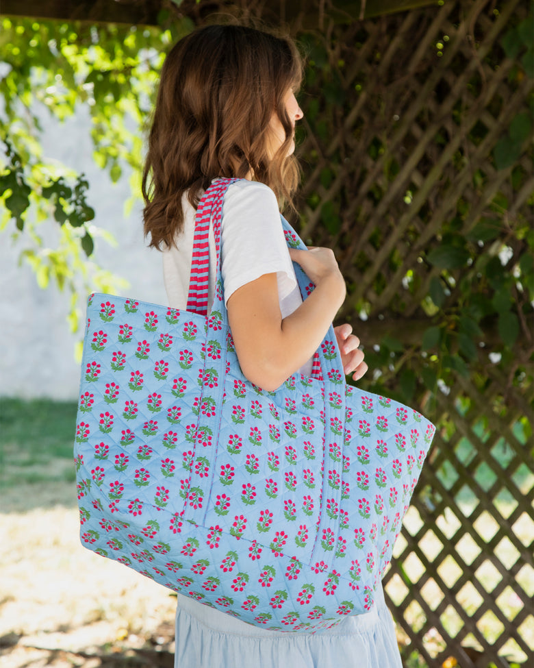 In Bloom - Weekend Bag with Pouch - Denim - Printfresh