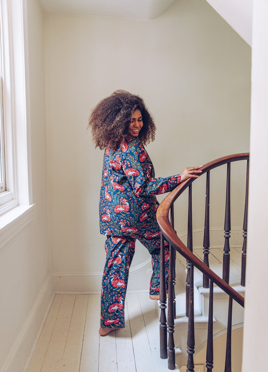 Queen Lotus - Long Sleep Set - Indigo - Printfresh