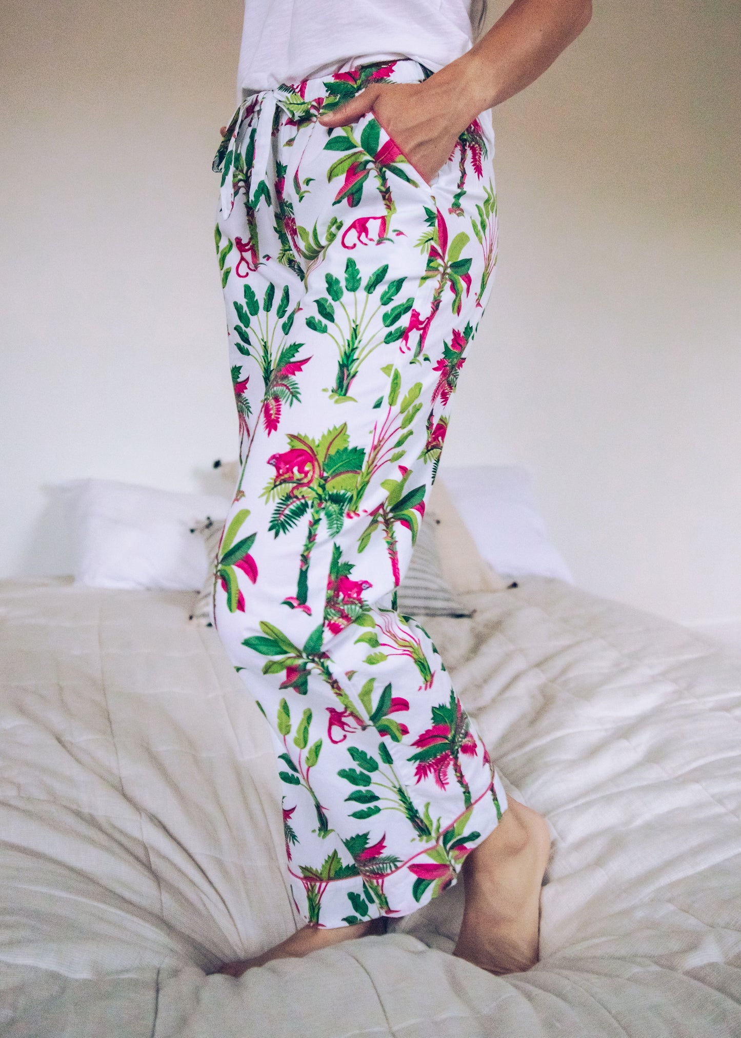 Royal Palms - Pajama Pants - Pink Basil - Printfresh