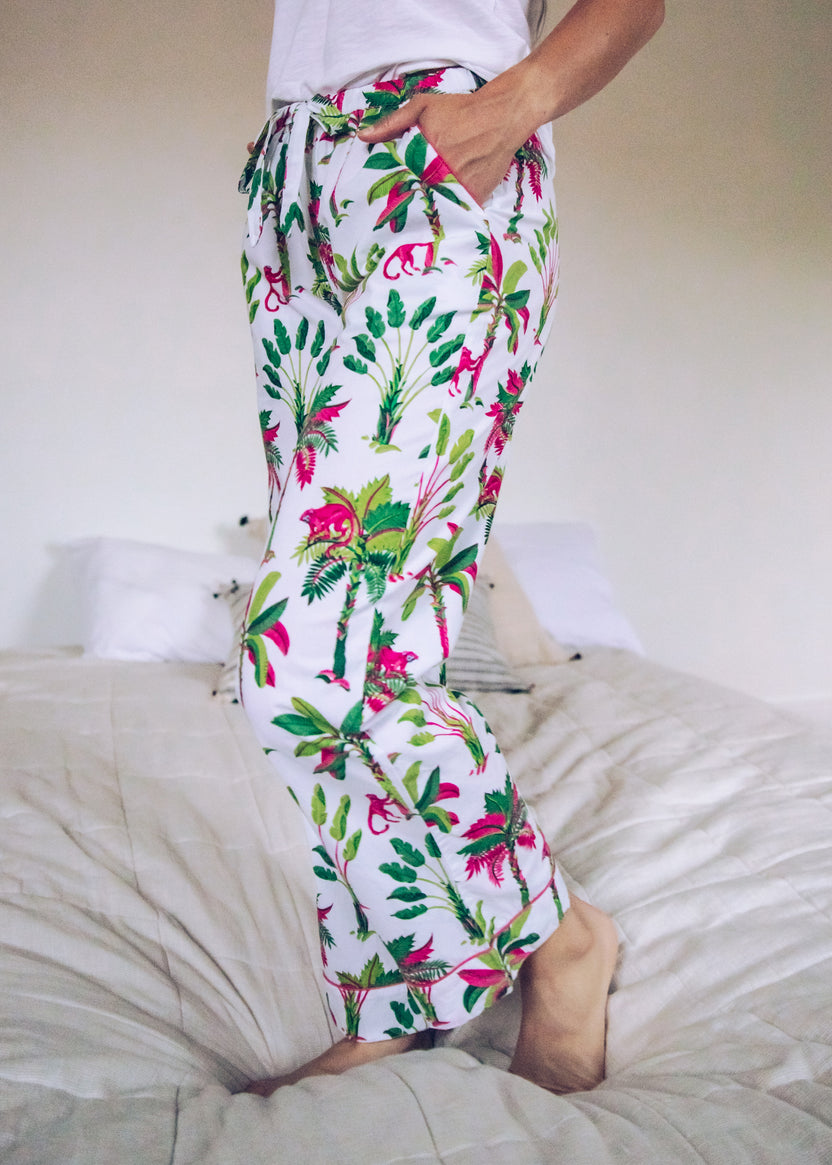 Royal Palms - Pajama Pants - Pink Basil - Printfresh