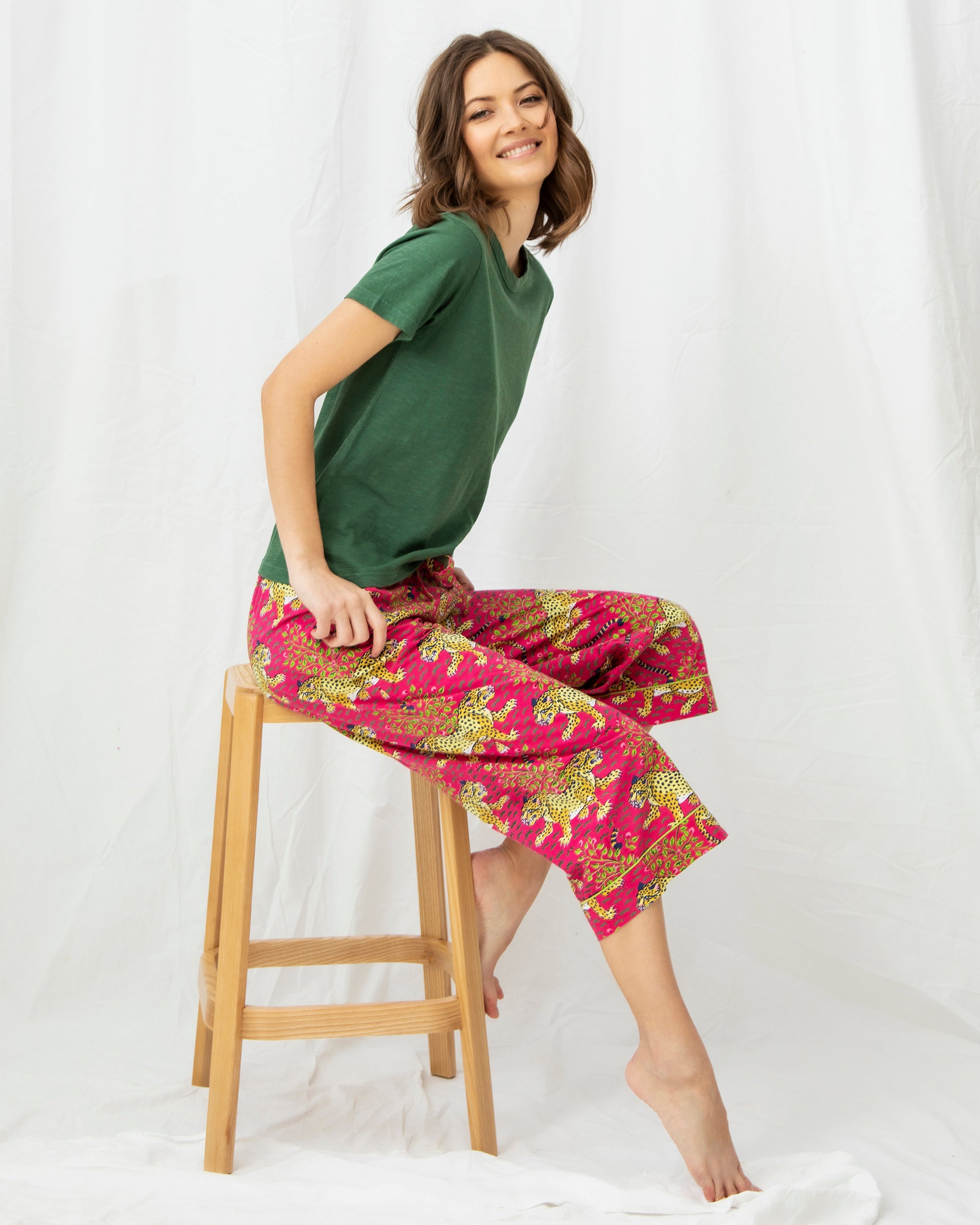 Bagheera - Women's Cotton Pajama Pants- Hot Pink