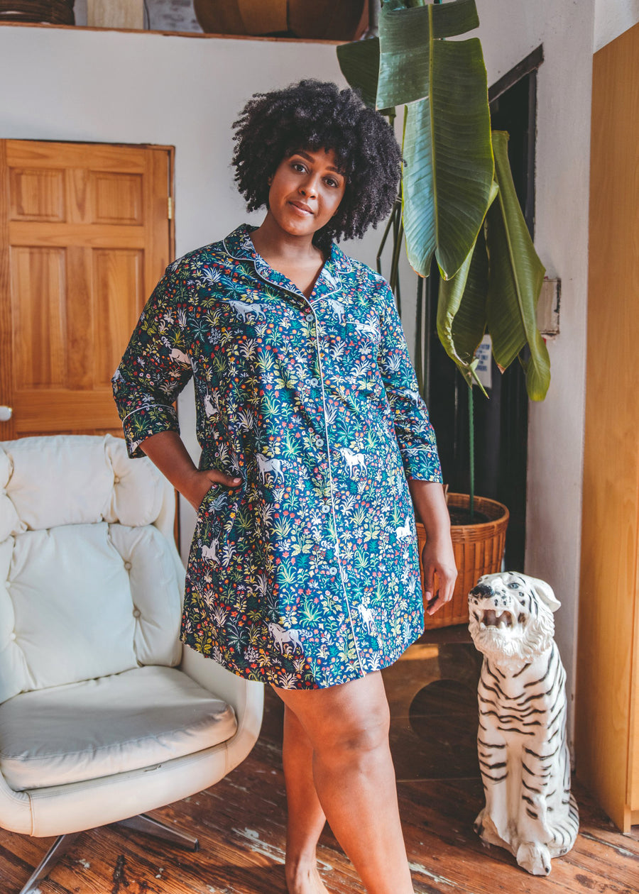 Unicorn's Garden - Sleep Shirt - Indigo - Printfresh