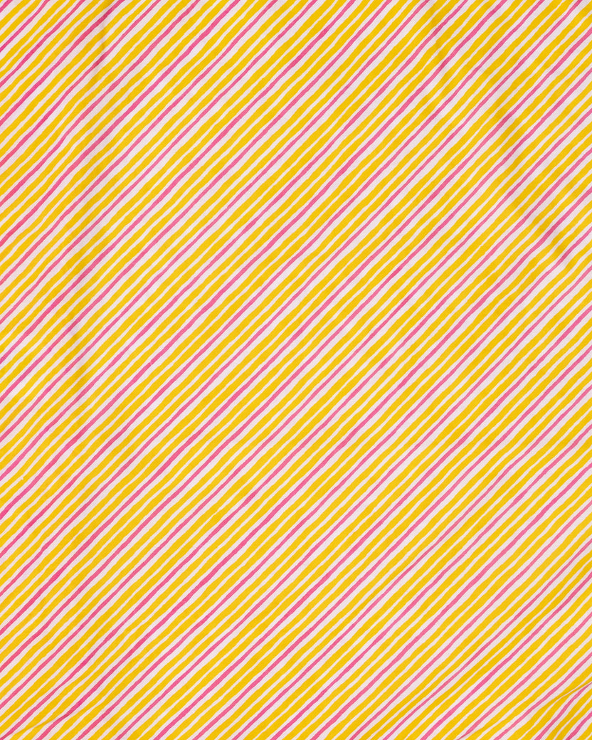 Reversible Weekend Stripes - Kantha Quilt - Pink Marigold - Printfresh