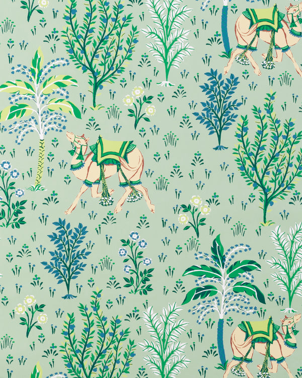 Camel's Courtyard - Peel & Stick Wallpaper - Avocado - Printfresh