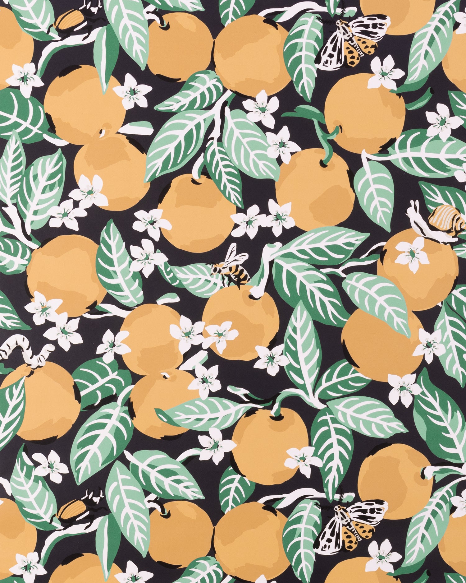 Orange Grove - Peel & Stick Wallpaper - Ink - Printfresh