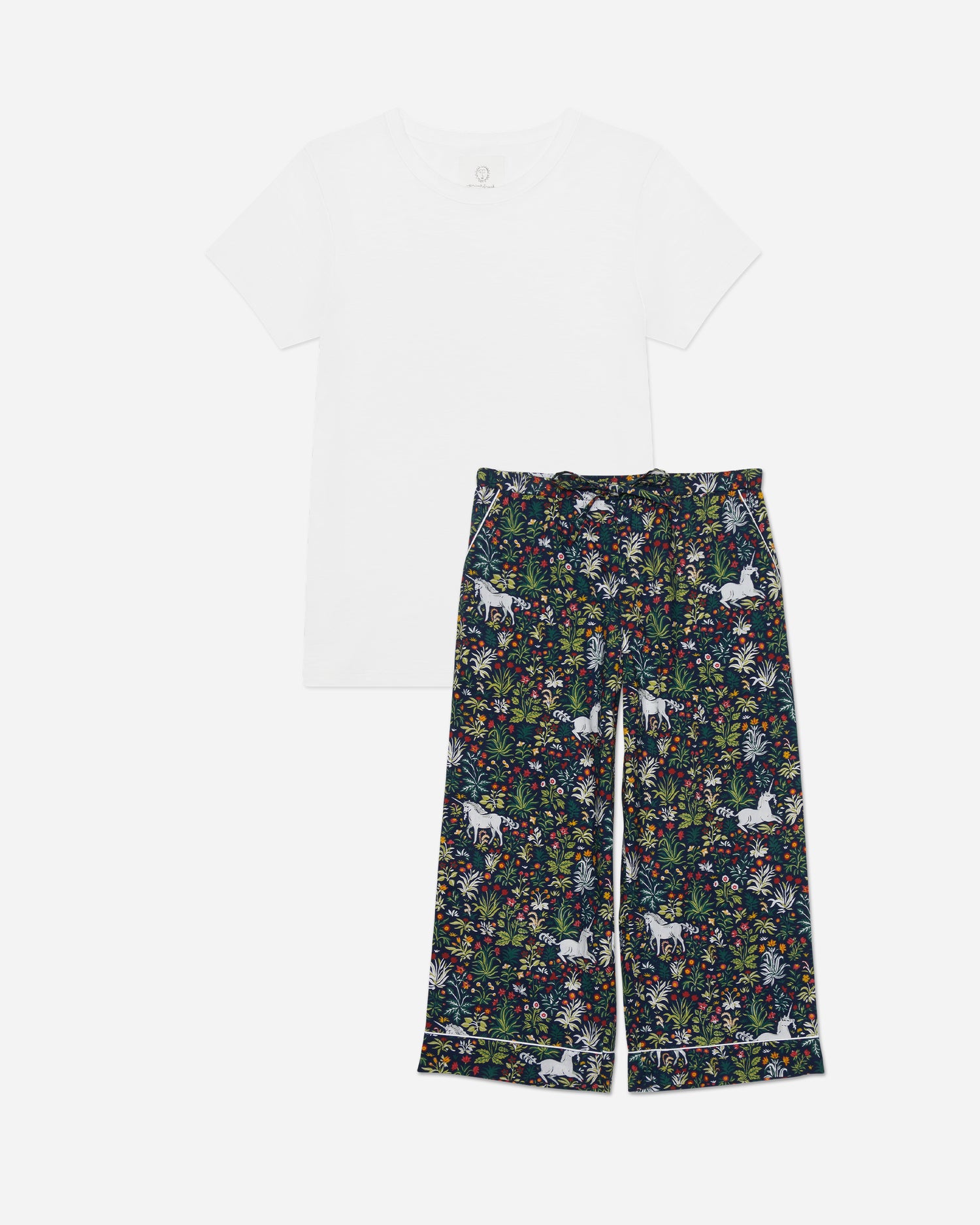 Unicorn's Garden - T-Shirt and Cropped Pajama Pants Bundle - Indigo/Cloud - Printfresh
