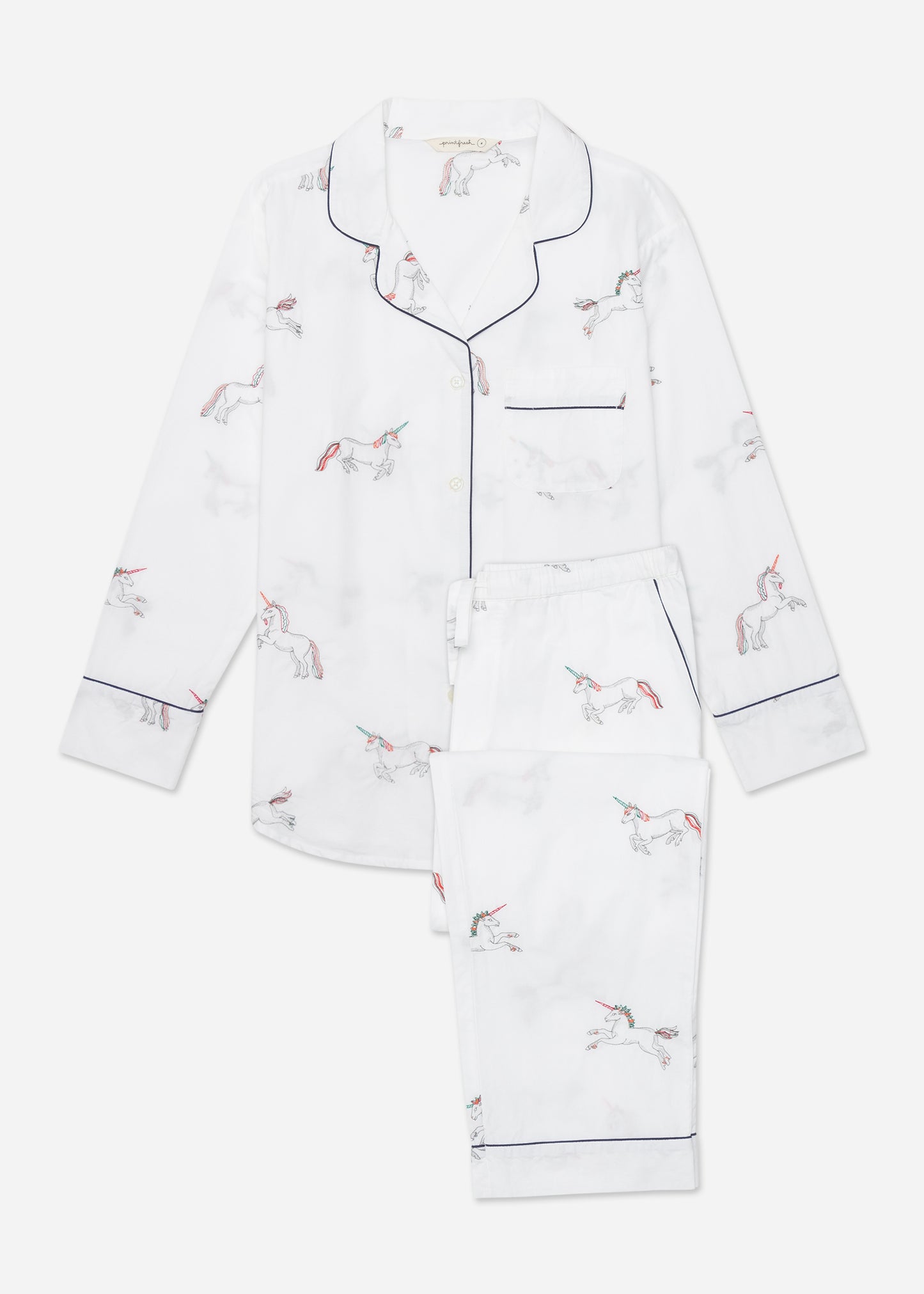 Embroidered Unicorn - Long Sleep Set - Cloud - Printfresh