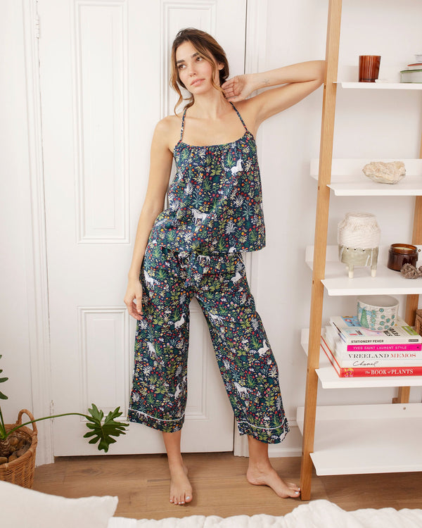 Unicorn's Garden - Cami Cropped Pants Set - Indigo - Printfresh