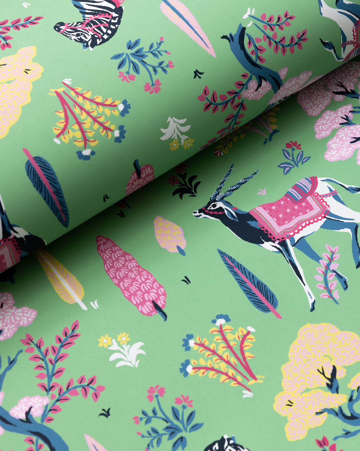 Antelopes Forest Wallpaper Double Roll Jade