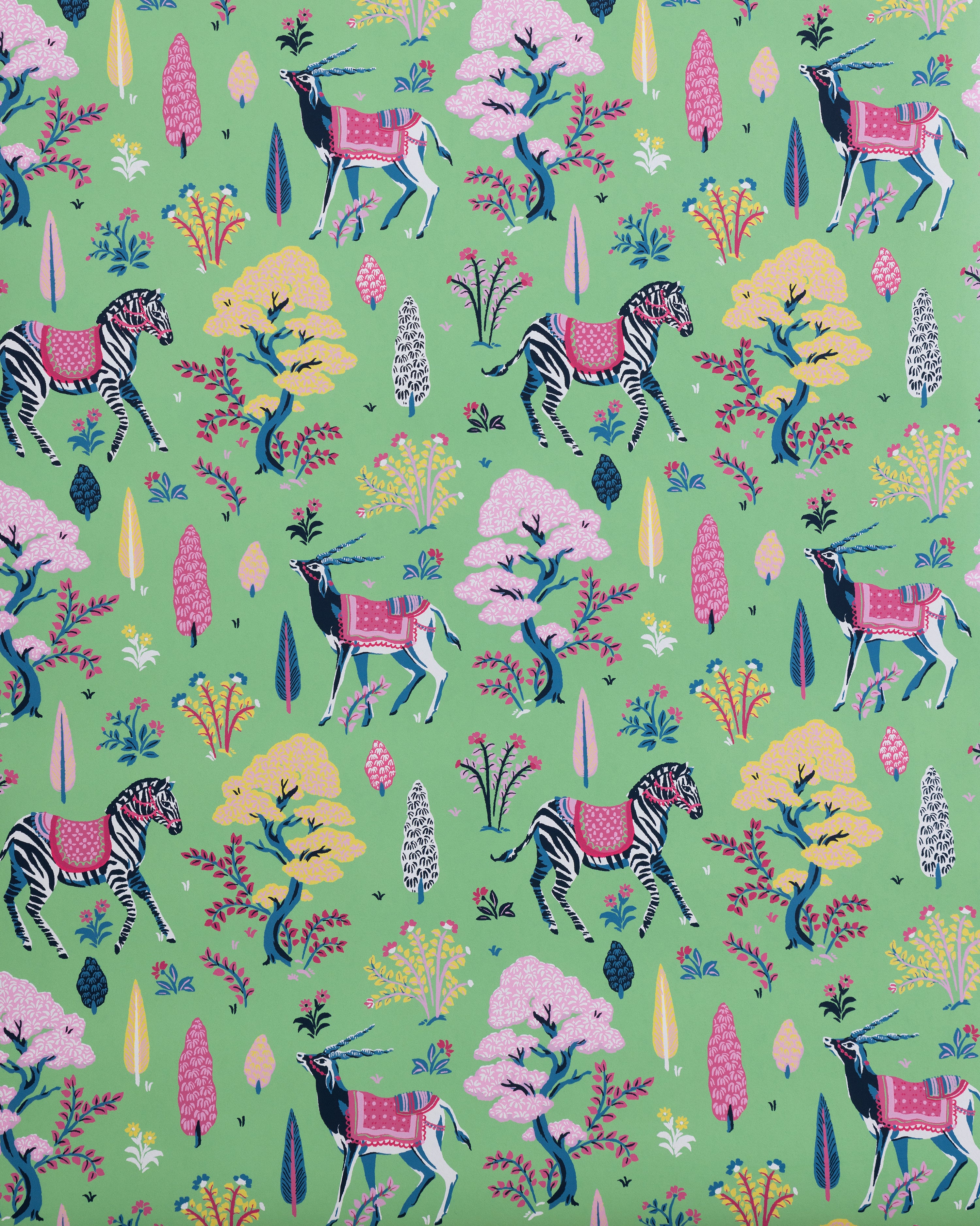 Antelope's Forest - Wallpaper Double Roll - Jade - Printfresh