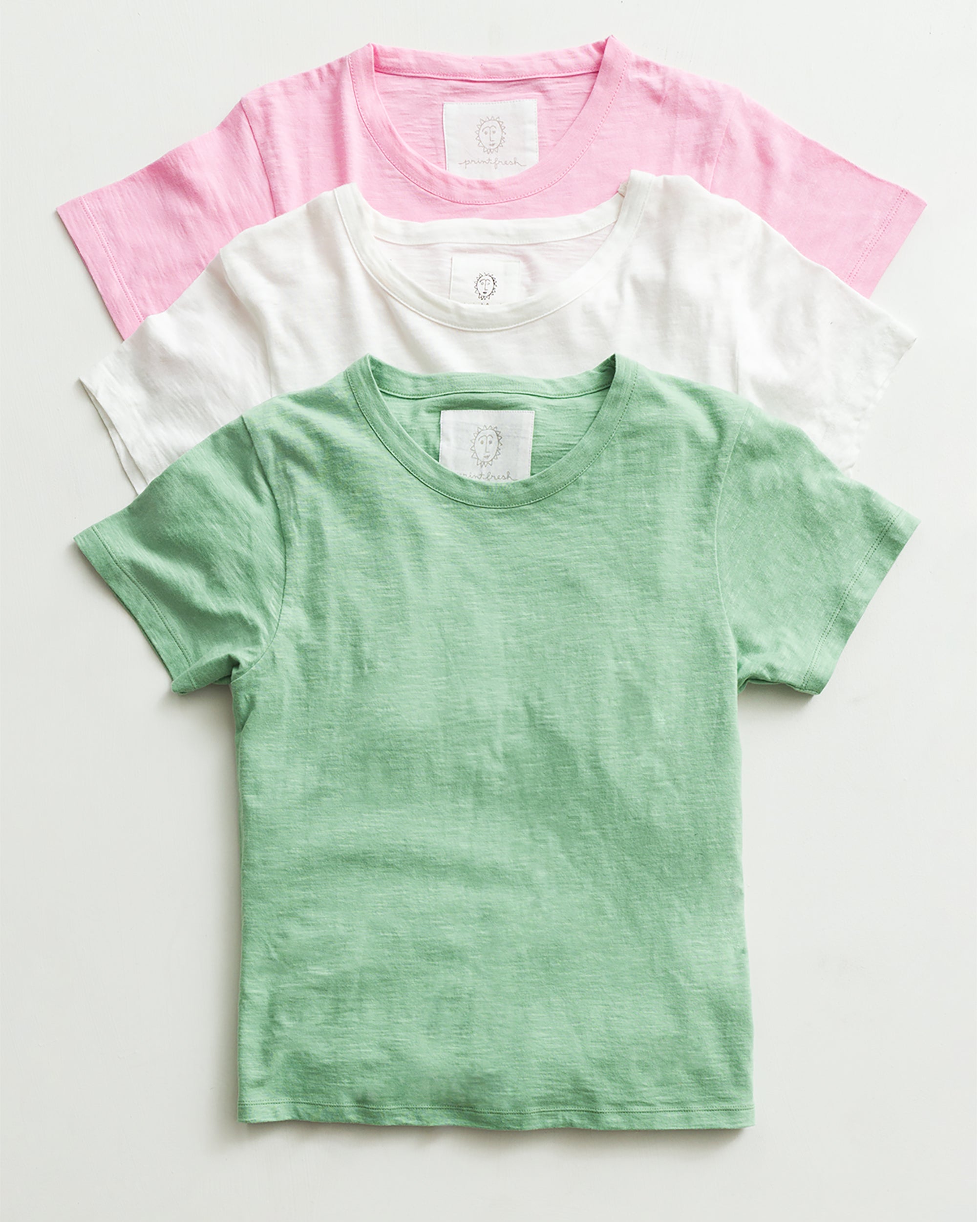 Saturday Tee - Knit T-Shirt 3-Pack - Spa Green/Pink Corvette/Cloud - Printfresh