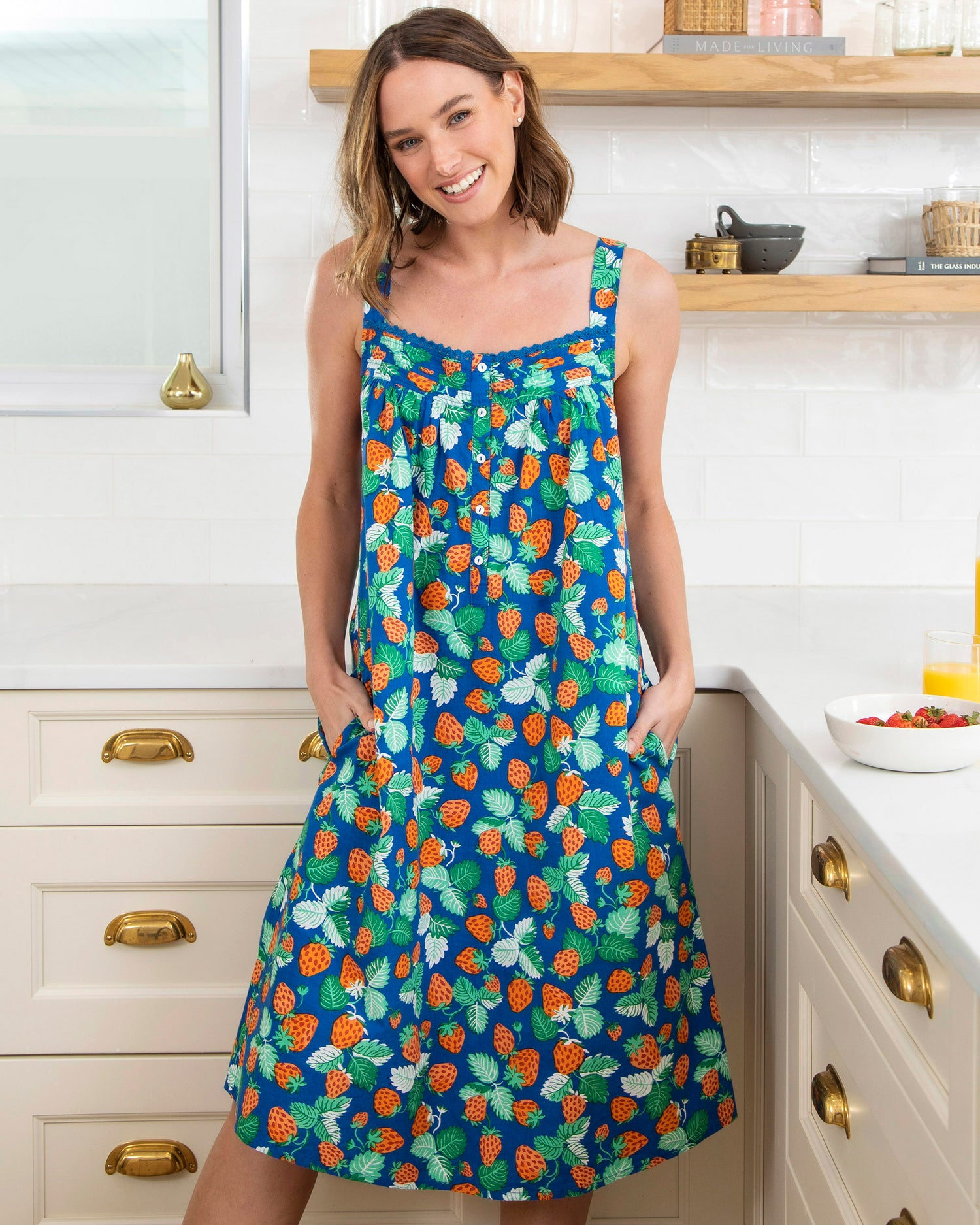 Strawberry Fields - Back to Bed Nightgown - Queen Blue - Printfresh