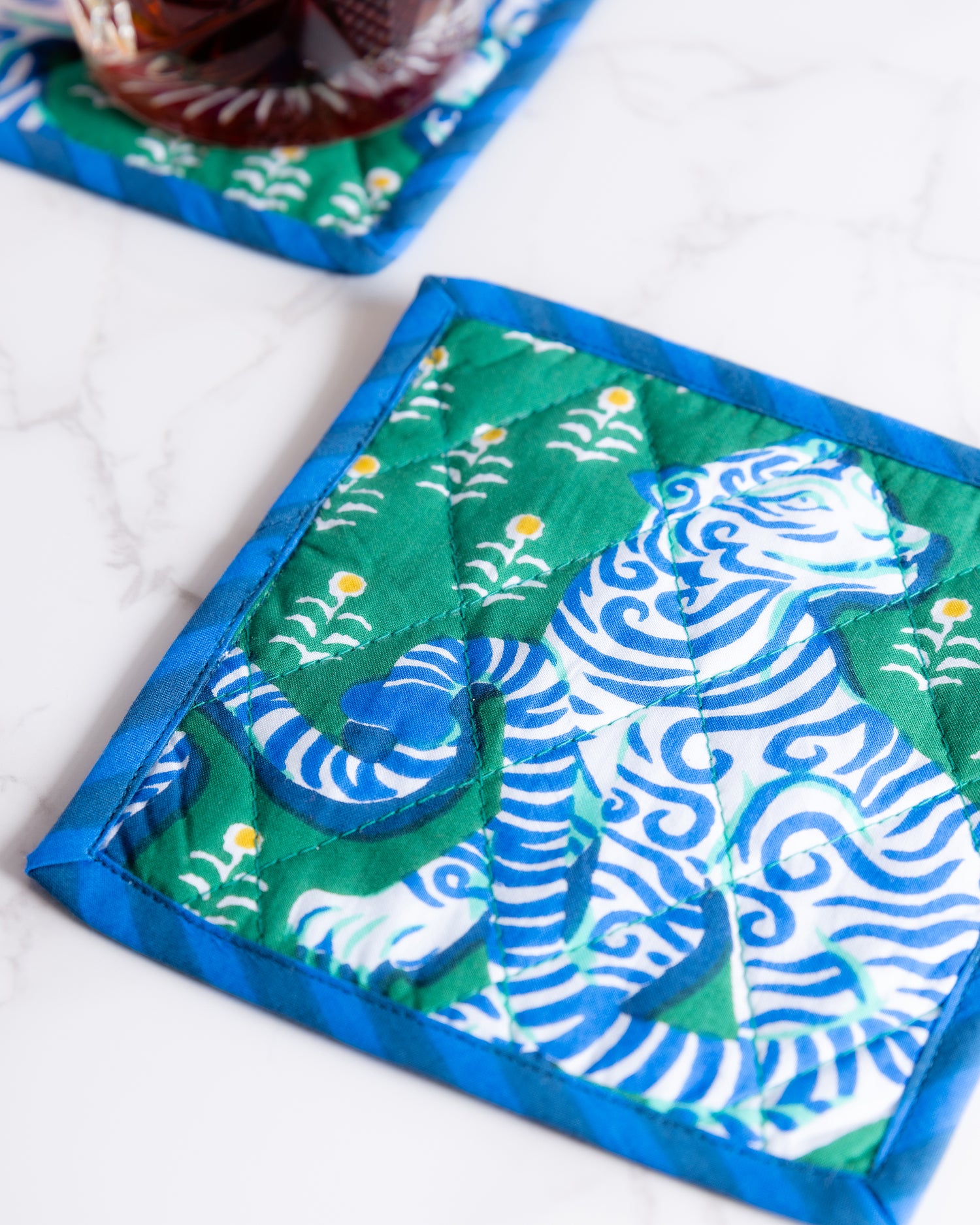 Tiger Queen - Quilted Coasters - Jade - Printfresh