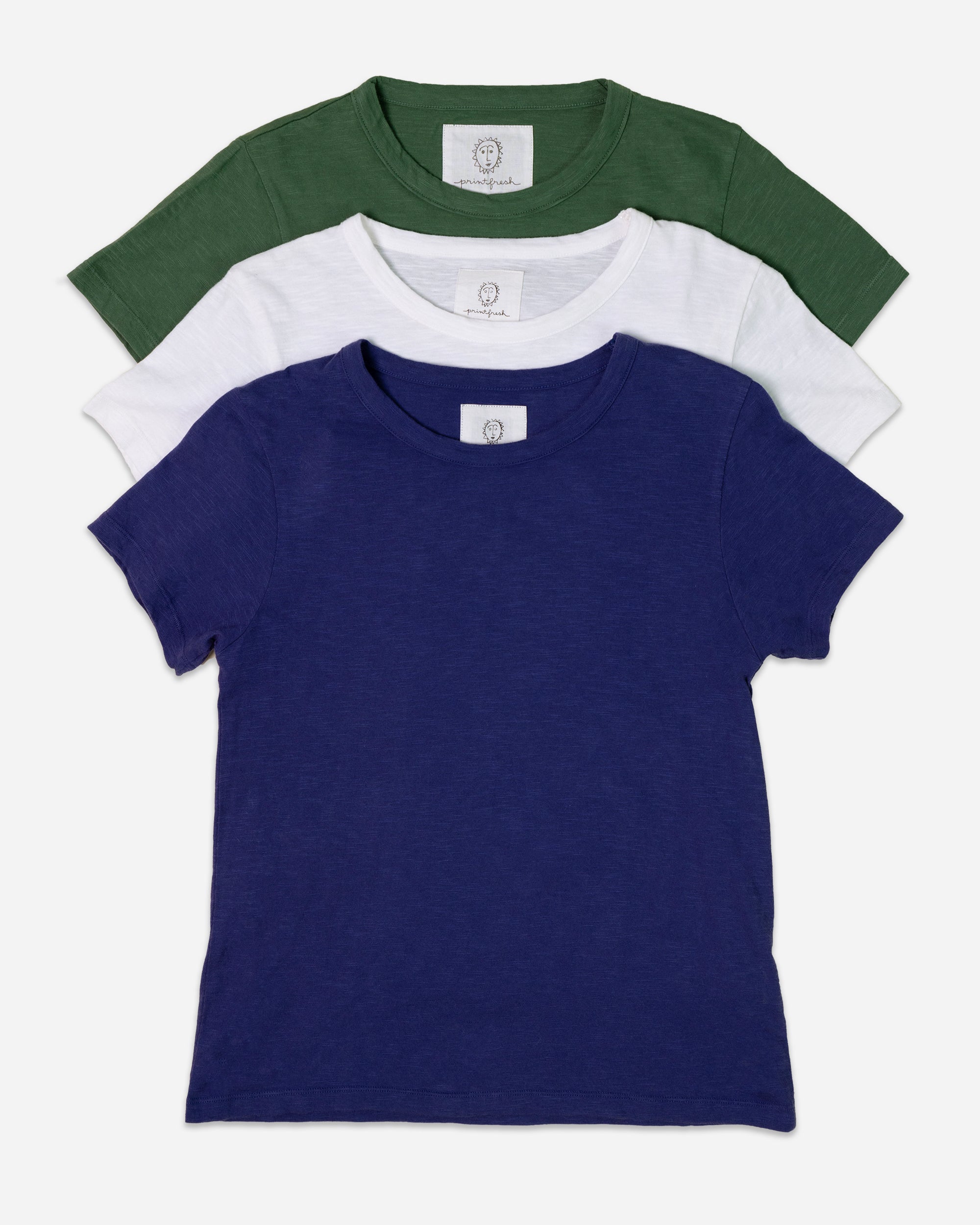 Saturday Tee - Knit T-Shirt 3-Pack - Cloud/Basil/Indigo - Printfresh